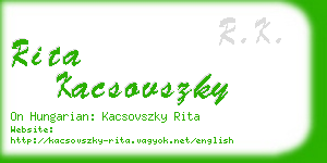 rita kacsovszky business card